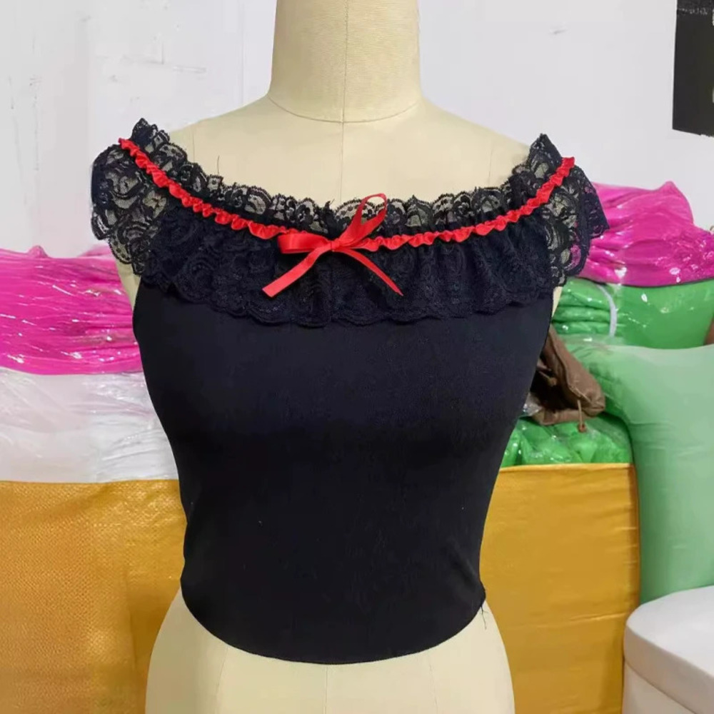 Baddie Lace Trim Sleeveless Tank Top